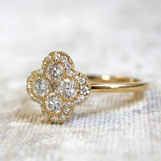 Allum & Sidaway Jewellery 9ct Yellow Gold 0.73ct Laboratory- Grown Diamond Clover Ring 6001126