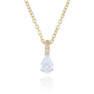 9ct White & Yellow Gold 0.45ct Laboratory- Grown Diamond Pear Cut Pendant