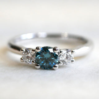 Allum & Sidaway Jewellery Platinum 0.37ct Laboratory Grown Blue Diamond 3 Stone Ring 6020013