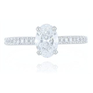 A&S Laboratory Grown Collection Platinum Oval 1.01ct Laboratory Grown Diamond Ring With Stone Set Shoulders