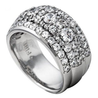 Diamonfire Silver 2.43ct Cz 3 Row Cocktail Ring