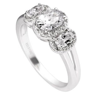 Diamonfire Silver Cz 3 Oval Cluster Ring - Size O