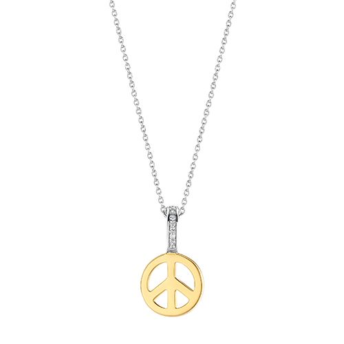 Diamond Peace Sign Necklace in 14k Yellow Gold | Audry Rose