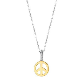 Ti Sento Silver & Yellow Gold Plated Peace Sign Necklace