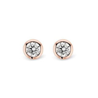 Ti Sento Silver & Rose Gold Plated Cz Solitaire Stud Earrings