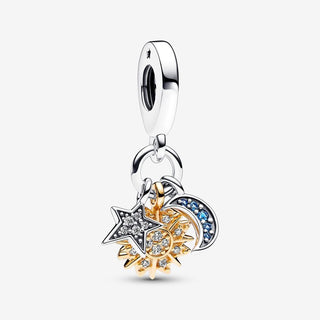 Pandora Silver Two-tone Celestial Triple Drop Charm