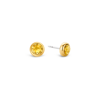 Ti Sento Yellow Gold Plated Yellow Crystal Solitaire Stud Earrings