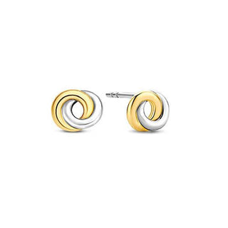 Ti Sento Silver & Yellow Gold Plated Interlocking Circles Stud Earrings