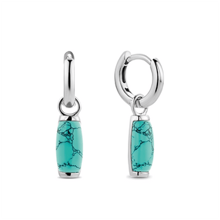 Ti Sento Silver Hoop Earrings With Turquoise Drops
