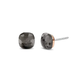 Ti Sento Rose Gold Plated Grey Crystal Stud Earrings