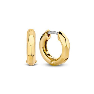Ti Sento Yellow Gold Plated Faceted Hinged Hoop Earrings