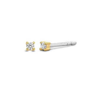 Ti Sento Yellow Gold Plated Tiny Cz Solitaire Stud Earrings