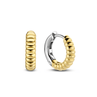 Ti Sento Silver & Yellow Gold Plated Ribbed Hoop Earrings