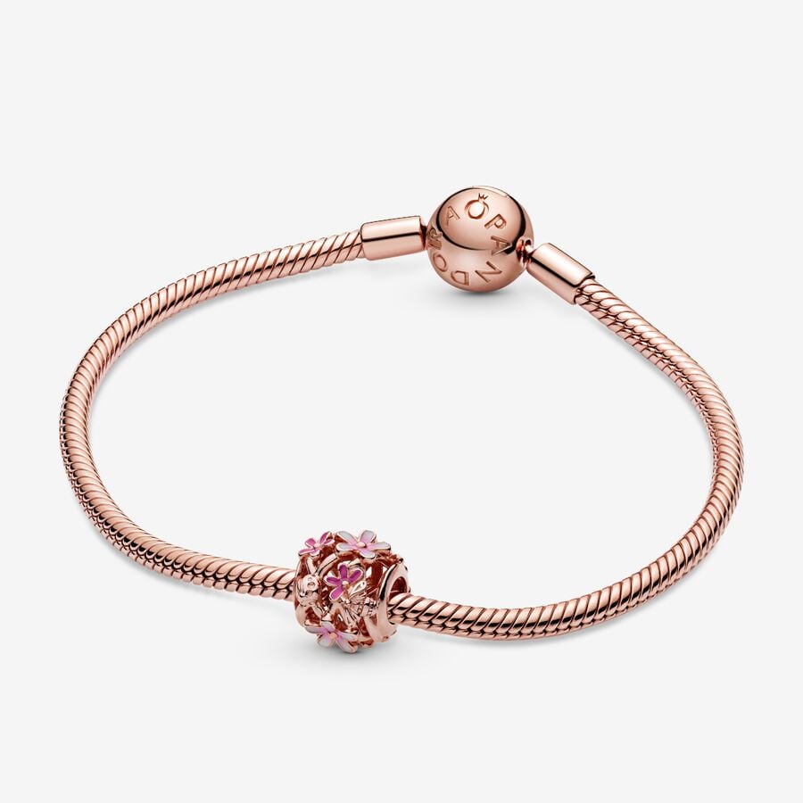 Pink Daisy Flower Charm Pandora Charms Roségold Pandora