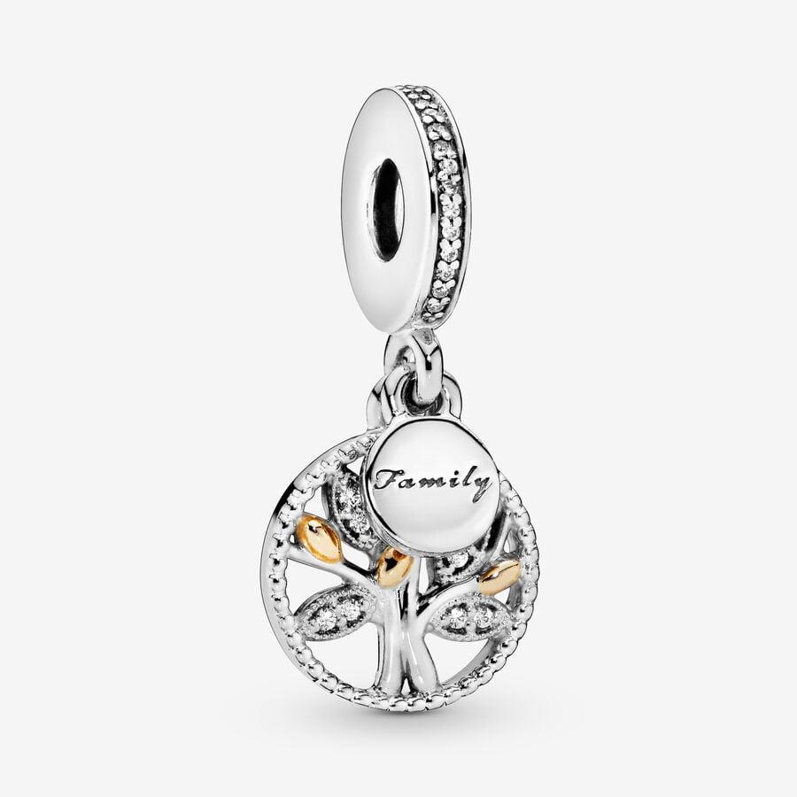 Pandora Silver Sparkling Family Tree Dangle Charm Allum