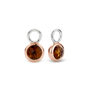 Ti Sento Silver & Rose Gold Plated Brown Crystal Ear Charms