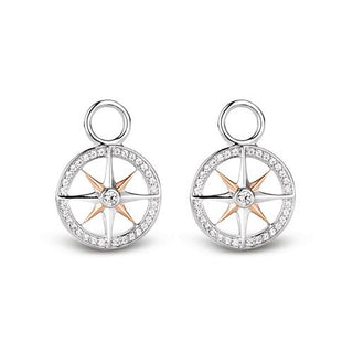 Ti Sento Silver & Rose Gold Plate Cz Compass Ear Charms