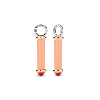 Ti Sento Silver & Rose Gold Plate Pink Coral Barrel Ear Charms