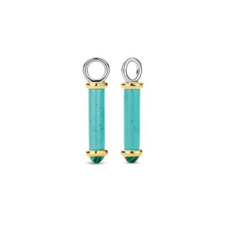 Ti Sento Silver & Yellow Gold Turquoise Barrel Ear Charms