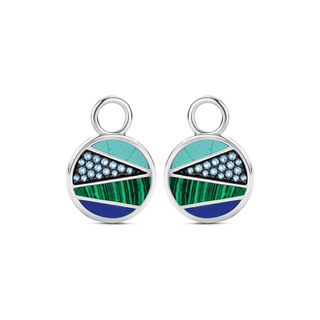 Ti Sento Silver Turquoise, Malachite, Lapis & Cz Round Ear Charms