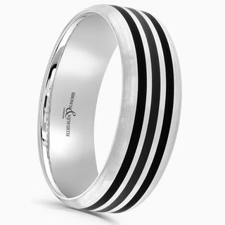 9ct 6mm White Gold Black Ceramic Wedding Ring side view