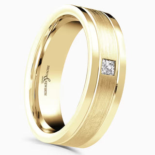 9ct 6mm Yellow Gold 0.08ct Diamond Wedding Ring side view