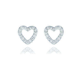 Fine Jewellery Jewellery 9ct White Gold 0.12ct Diamond Open Heart Stud Earrings 1220234