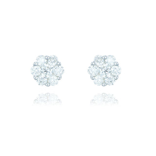 Fine Jewellery Jewellery 9ct White Gold 0.52ct Diamond Flower Cluster Stud Earrings 1220236