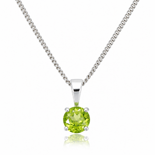 9ct White Gold 0.56ct Round Brilliant Cut Peridot Necklace 