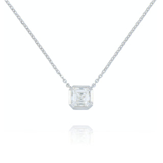 Fine Jewellery Jewellery 9ct White Gold 1.00ct Lab Grown Asscher Cut Diamond Necklace 6003052