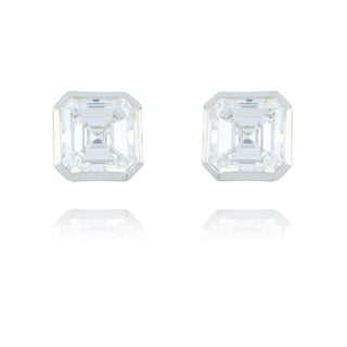 Fine Jewellery Jewellery 9ct White Gold 1.08ct Lab Grown Assher Cut Diamond Stud Earrings 6002053