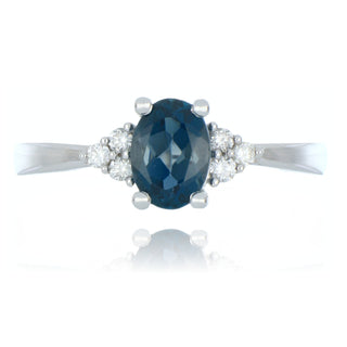 Fine Jewellery Jewellery 9ct White Gold 1.12cttw Oval London Blue Topaz & Diamond Trefoil Ring 0210082