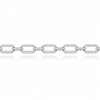 9ct White Gold 1.32ct Round Brilliant Cut Diamond Fancy Link Bracelet