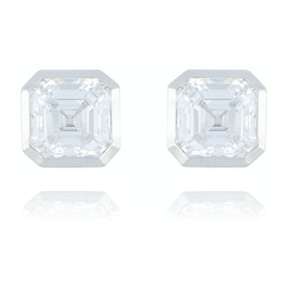 Fine Jewellery Jewellery 9ct White Gold 2.04ct Lab Grown Asscher Cut Diamond Stud Earrings 6002054