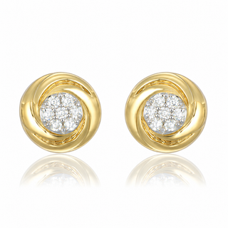 9ct Yellow Gold 0.06ct Round Brilliant Cut Diamond Cluster Stud Earrings