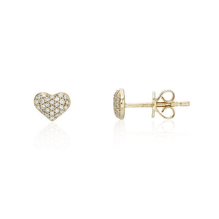 Fine Jewellery Jewellery 9ct Yellow Gold 0.14ct Diamond Pavé Heart Stud Earrings 1220248