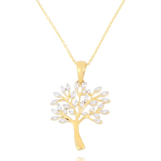 9ct Yellow Gold 0.17ct Diamond Tree Of Life Pendant