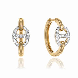 9ct Yellow Gold 0.21ct Round Brilliant Cut Diamond Buckle Hoop Earrings
