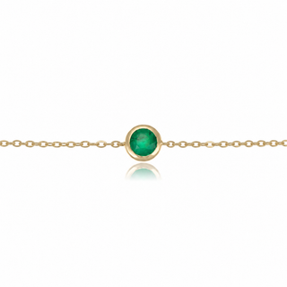 9ct Yellow Gold 0.26ct Round Brilliant Cut Emerald Rubover Bracelet