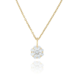 Fine Jewellery Jewellery 9ct Yellow Gold 0.30ct Lab Grown Diamond Flower Cluster Necklace 6003044
