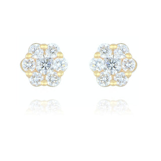 Fine Jewellery Jewellery 9ct Yellow Gold 0.30ct Lab Grown Diamond Flower Cluster Stud Earrings 6002042