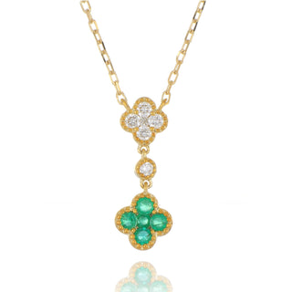 9ct Yellow Gold 0.32ct Emerald & Diamond Clover Pendant