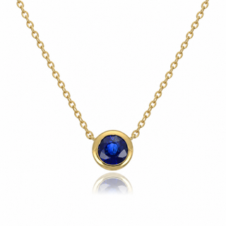 9ct Yellow Gold 0.35ct Round Brilliant Cut Sapphire Rubover Necklace