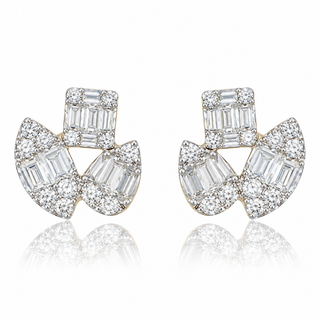 9ct Yellow Gold 0.46ct Multi Cluster Diamond Stud Earrings