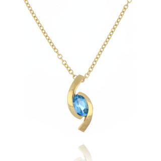 9ct Yellow Gold 0.47ct Oval Swiss Blue Topaz Necklace