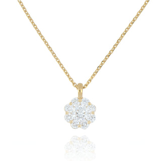 Fine Jewellery Jewellery 9ct Yellow Gold 0.50ct Lab Grown Diamond Flower Cluster Necklace 6003043