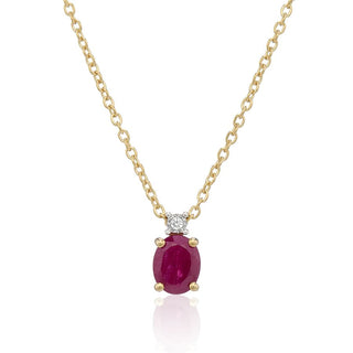 Fine Jewellery Jewellery 9ct Yellow Gold 0.51cttw Oval Cut Ruby & Diamond Necklace 1403267