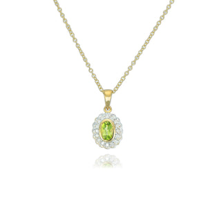 Allum & Sidaway Jewellery 9ct Yellow Gold 0.53cttw Oval Cut Peridot & Diamond Necklace 1405818