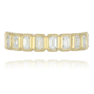 Fine Jewellery Jewellery 9ct Yellow Gold 1.00ct Lab Grown Emerald Cut Diamond Half Eternity Ring 6001256