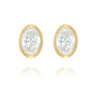 Fine Jewellery Jewellery 9ct Yellow Gold 1.09ct Lab Grown Oval Diamond Rubover Stud Earrings 6002048